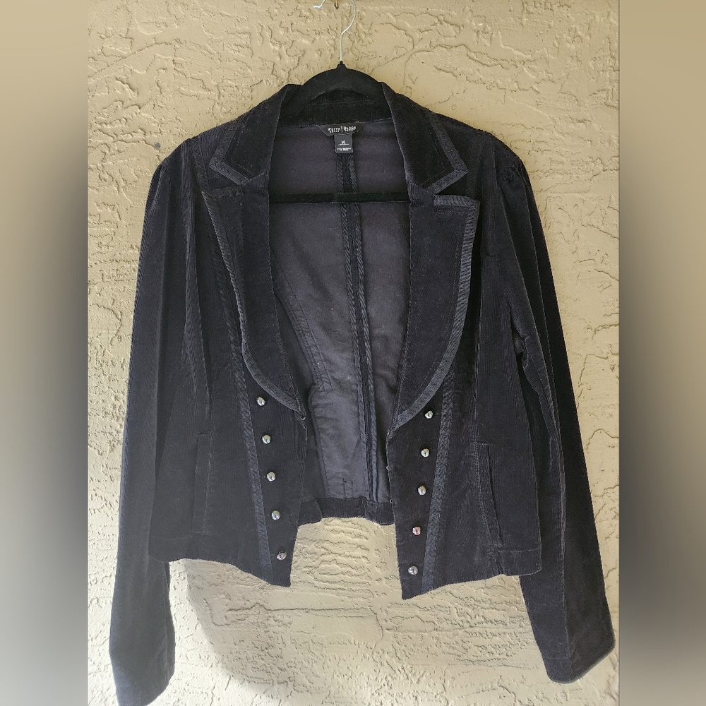 White House Black Market Corduroy Military Inspired Jacket Lace Up Corset Detail